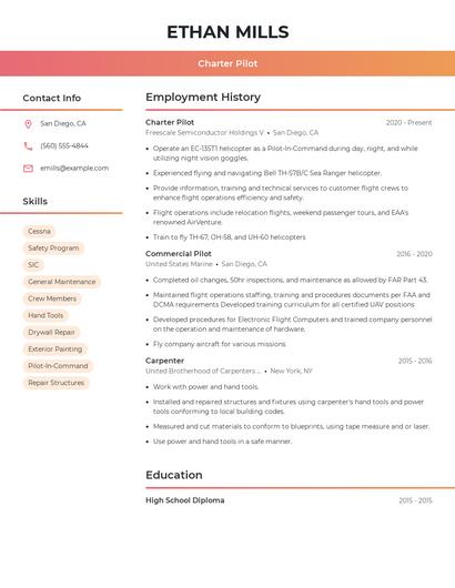 Charter Pilot Resume