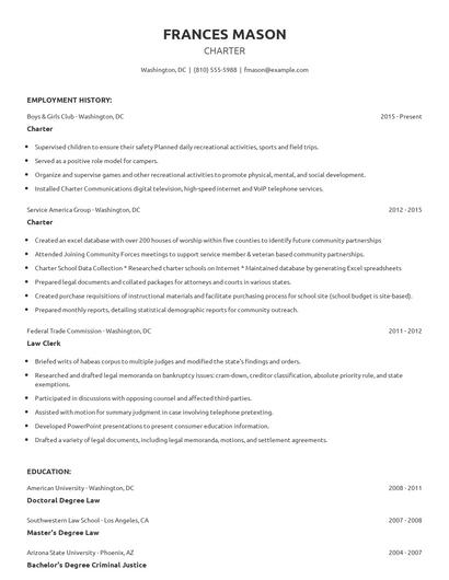 Charter Resume