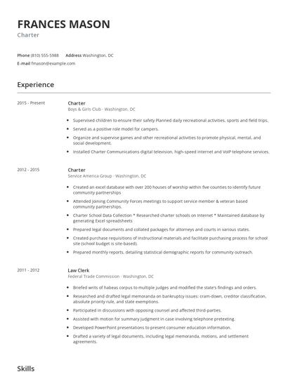 Charter Resume