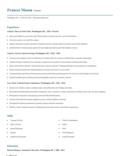 Charter Resume