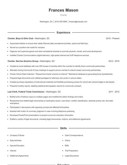 Charter Resume