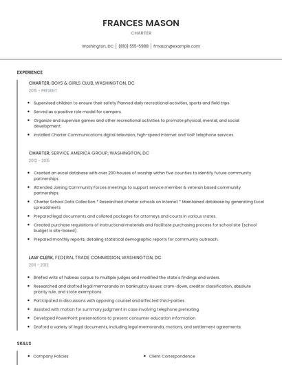 Charter Resume