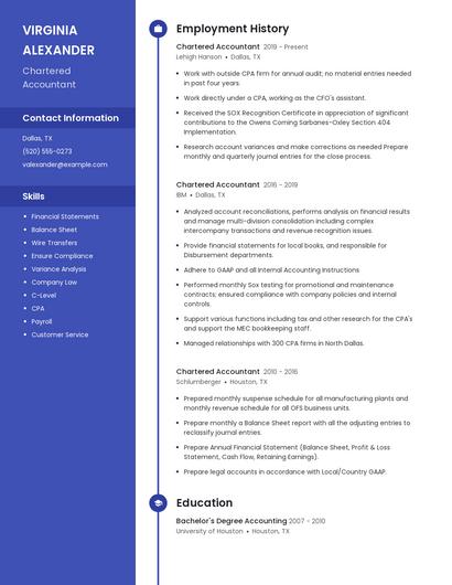 Chartered Accountant Resume