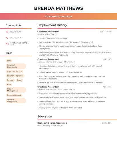 Chartered Accountant Resume