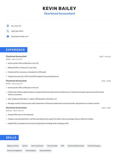 Chartered Accountant Resume