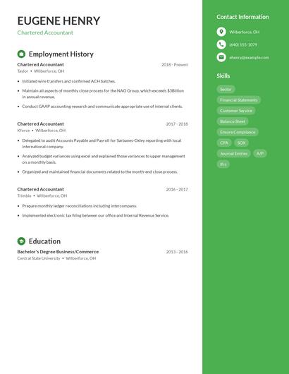 Chartered Accountant Resume