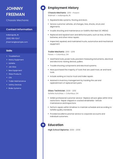 Chassis Mechanic Resume