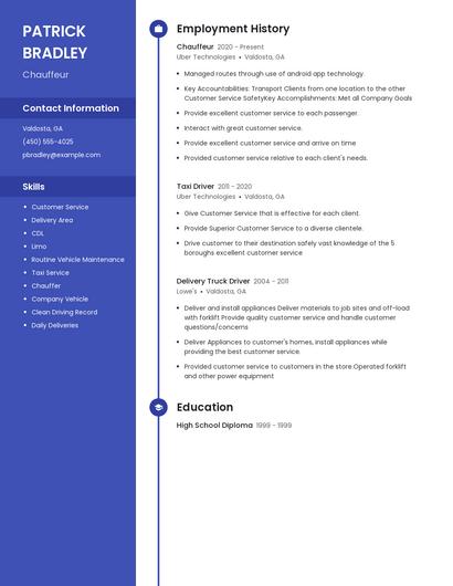 Chauffeur Resume