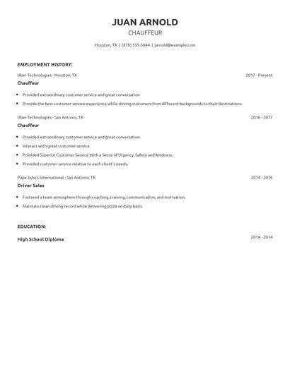 Chauffeur Resume