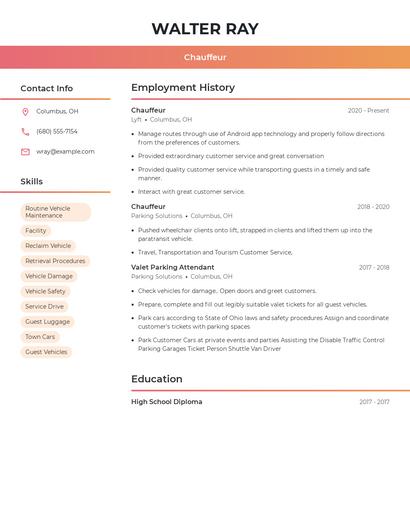 Chauffeur Resume