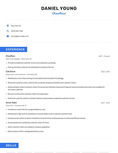 Chauffeur Resume