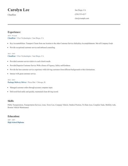 Chauffeur Resume