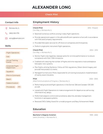 Check Pilot Resume