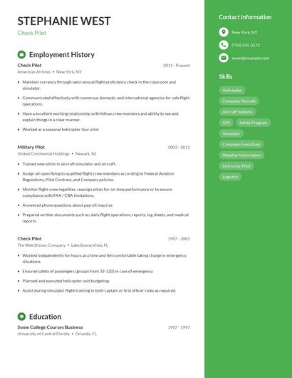 Check Pilot Resume