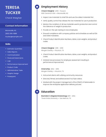 Check Weigher Resume