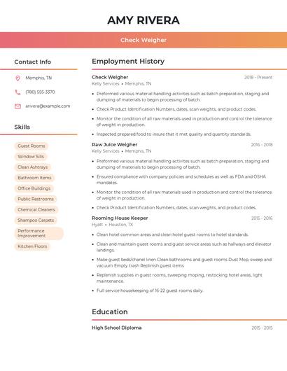 Check Weigher Resume