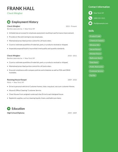 Check Weigher Resume