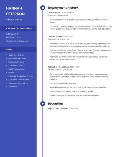 Check Writer Resume