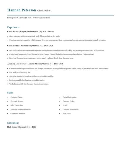 Check Writer Resume