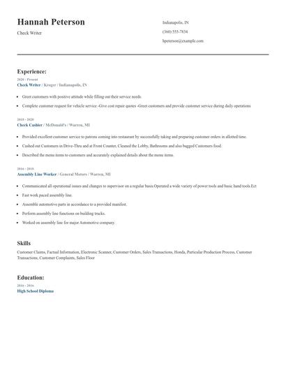 Check Writer Resume
