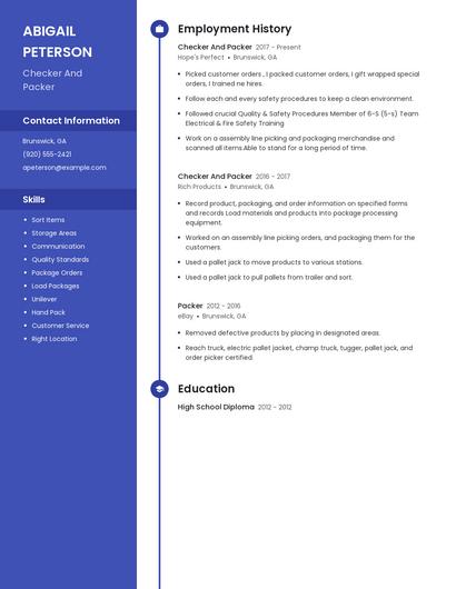 Checker And Packer Resume