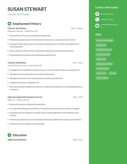 Checker And Packer Resume