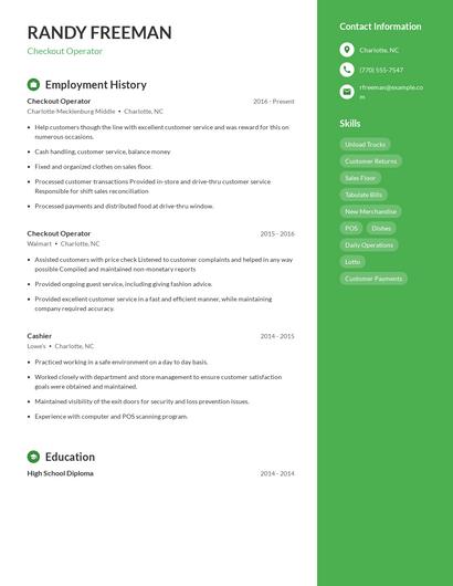 Checkout Operator Resume