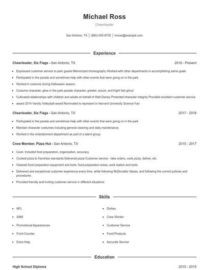 Cheerleader Resume