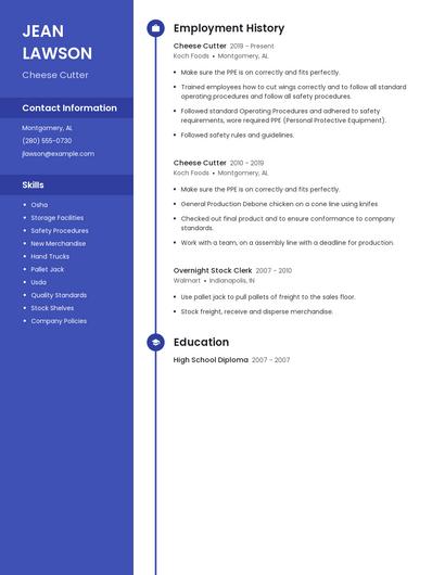 Cheese Cutter Resume