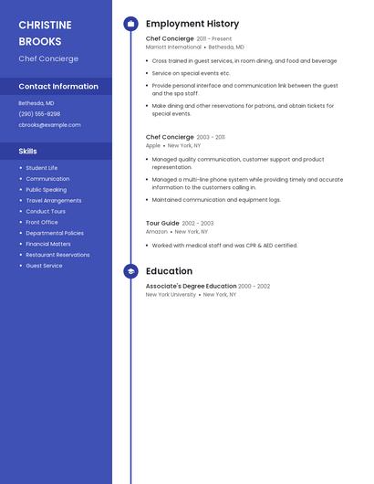Chef Concierge Resume