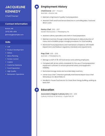 Chef/Owner Resume