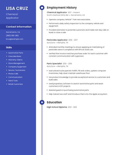 Chemical Applicator Resume