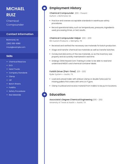 Chemical Compounder Resume