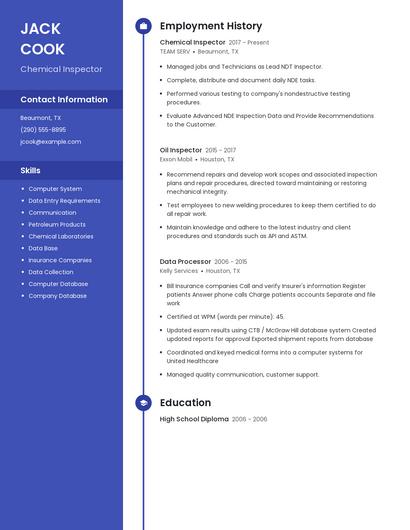 Chemical Inspector Resume