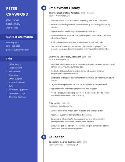 Chemical Laboratory Assistant Resume