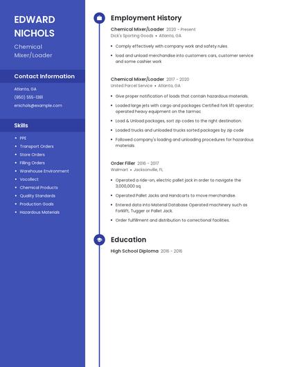 Chemical Mixer/Loader Resume