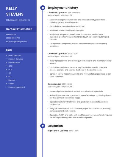 Chemical Operator Resume