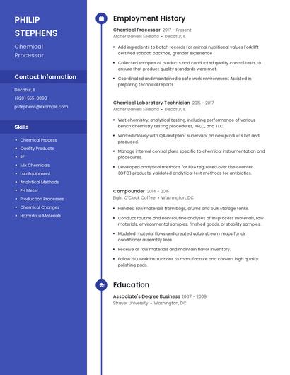 Chemical Processor Resume