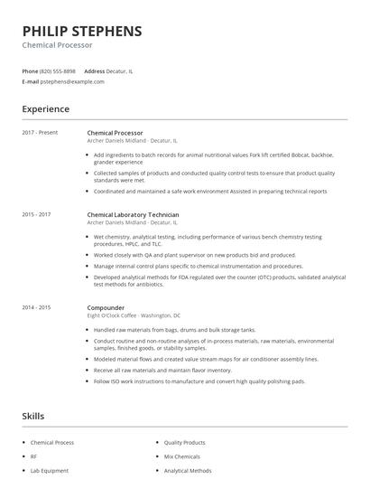 Chemical Processor Resume