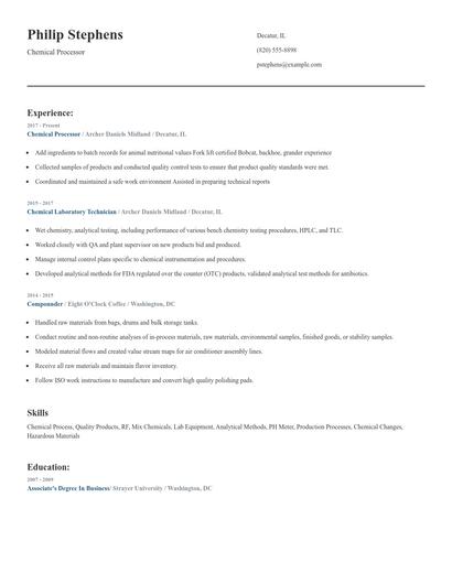 Chemical Processor Resume