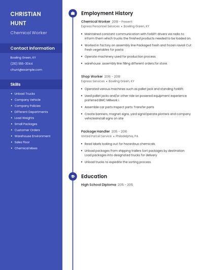 Chemical Worker Resume