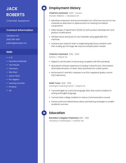 Chemist Assistant Resume