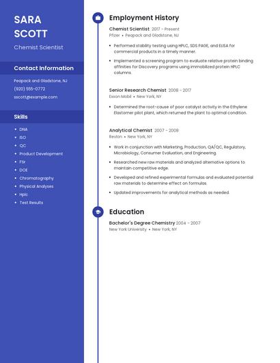 Chemist Scientist Resume
