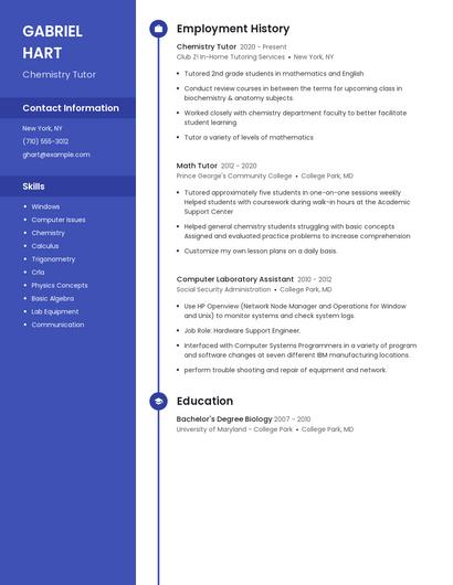 Chemistry Tutor Resume