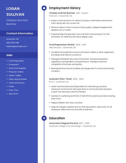 Chicken And Fish Butcher Resume