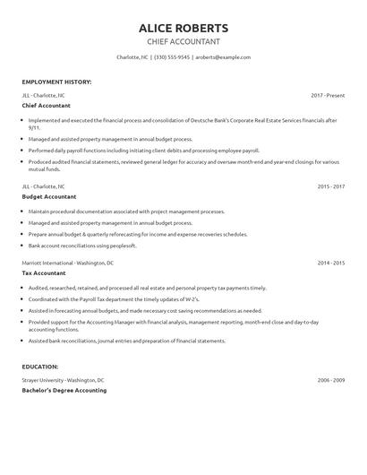 Chief Accountant Resume