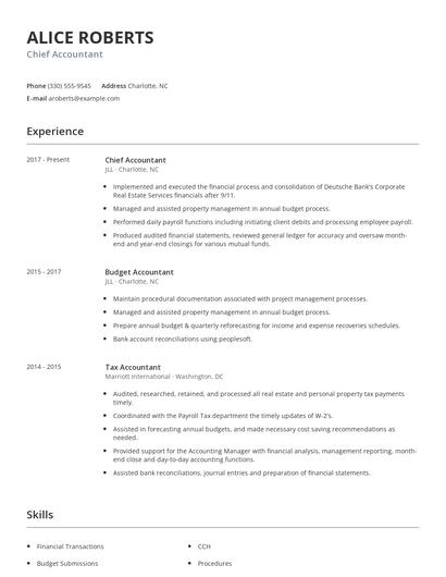 Chief Accountant Resume