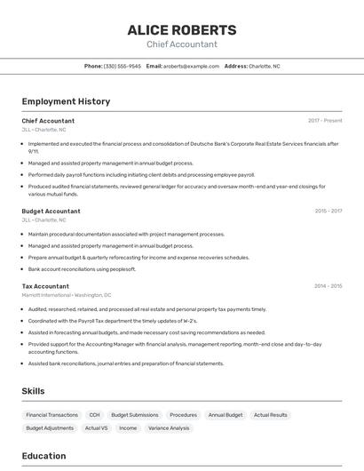 Chief Accountant Resume