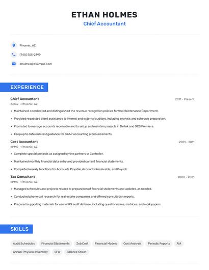 Chief Accountant Resume