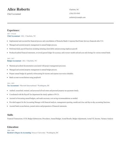 Chief Accountant Resume